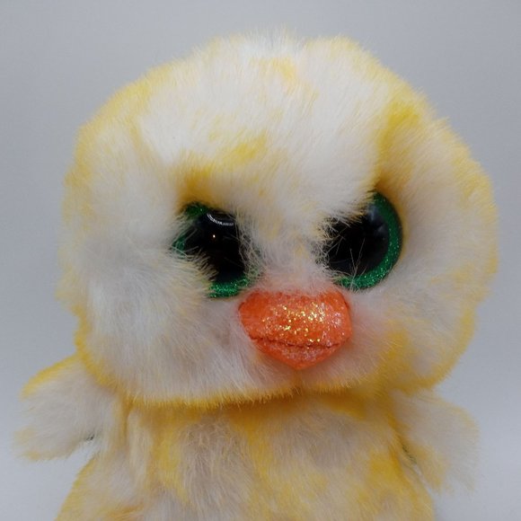 Ty Beanie Boo Lemon Drop Yellow Chick 6 Inch Plush Green Glitter - Picture 2 of 9